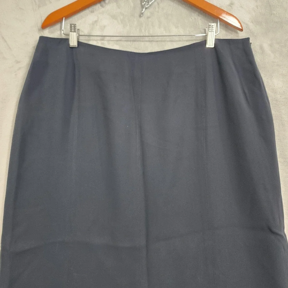 Vintage Jones New York Skirt Womens 16 Blue High Waist Flare Hem Trumpet Lined